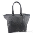 2014 hot sale butterfly rivet embelishment office lady leather tote shopping bag/gym tote bag